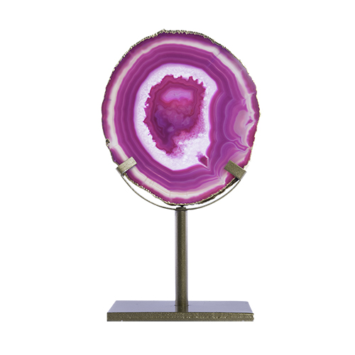 TRANCHE D'AGATE TEINTÉE OR (24 CARATS) SUR PRÉSENTOIR