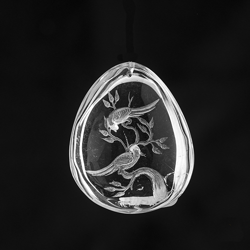 AMULETTE PENDENTIF EN CRISTAL DE ROCHE - 2 OISEAUX