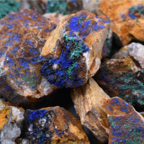 PIERRE BRUTE AZURITE MALACHITE 2CM A 4CM (LOT 1KG)