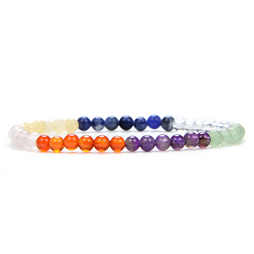 BRACELET 4 MM PIERRES ASSORTIES 7 CHAKRAS Qualité EXTRA