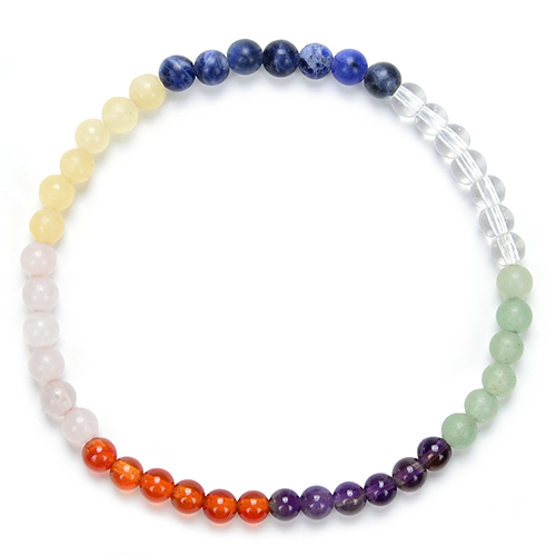 BRACELET 4 MM PIERRES ASSORTIES 7 CHAKRAS Qualité EXTRA