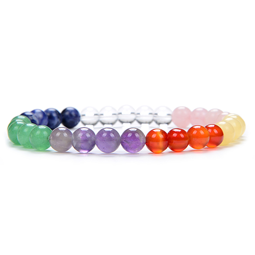 BRACELET 6MM PIERRES ASSORTIES 7 CHAKRAS Qualité EXTRA