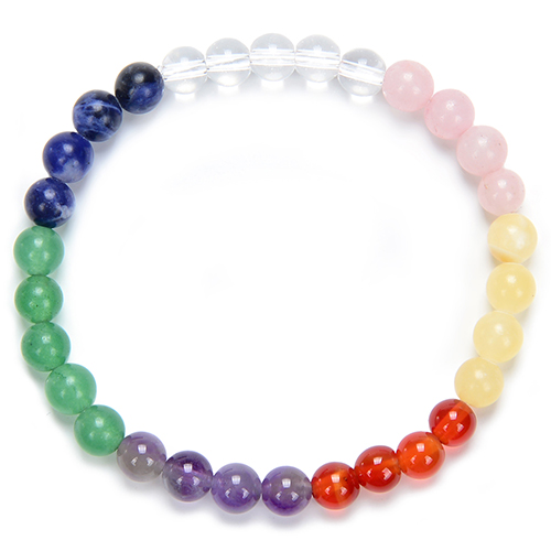 BRACELET 6MM PIERRES ASSORTIES 7 CHAKRAS Qualité EXTRA