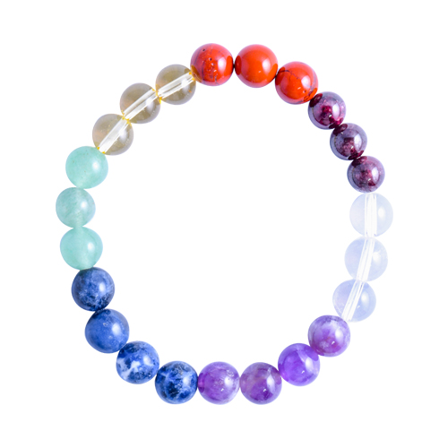 BRACELET 8MM PIERRES ASSORTIES 7 CHAKRAS Qualité A