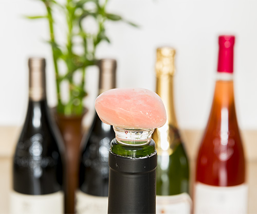 BOUCHON DE BOUTEILLE EN VERRE - QUARTZ ROSE QUALITÉ A