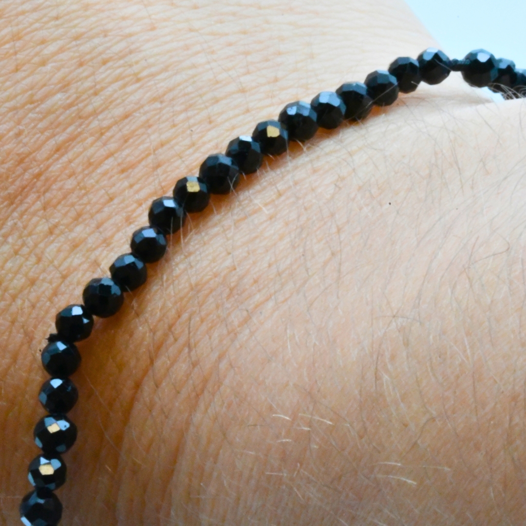 BRACELET FACETTÉ TOURMALINE NOIRE 3 mm QUALITÉ A