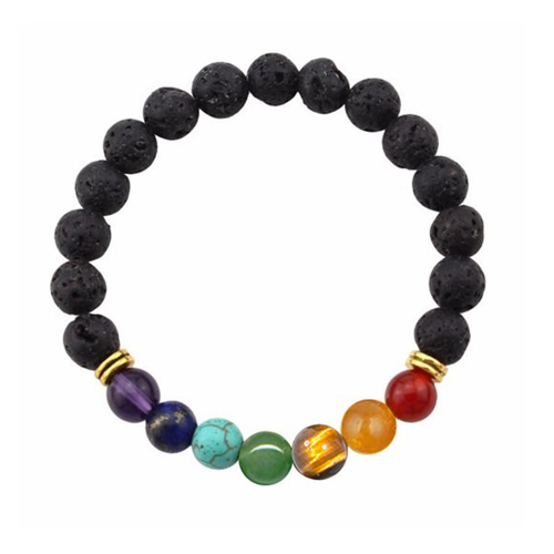 BRACELET HOMME 10MM 7 CHAKRAS+PIERRE DE LAVE La pièce QUALITÉ EXTRA