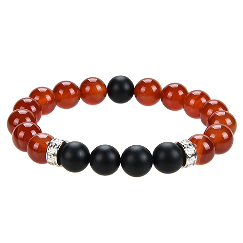 BRACELET HOMME 10MM CORNALINE + ONYX DÉPOLI La pièce QUALITÉ EXTRA