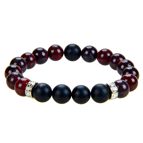 BRACELET HOMME 10MM JASPE BRÉCHIQUE+ONYX DEPOLI La pièce EXTRA