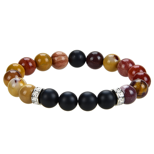 BRACELET HOMME 10MM MOKAÏTE+ONYX DEPOLI La pièce QUALITÉ EXTRA