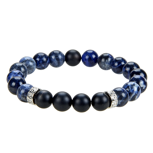 BRACELET HOMME 10MM SODALITE+ONYX DEPOLI La pièce QUALITÉ EXTRA