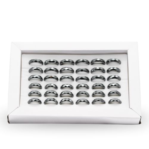 BAGUE JONC HÉMATITE FACETTÉ 6MM x 36 pièces