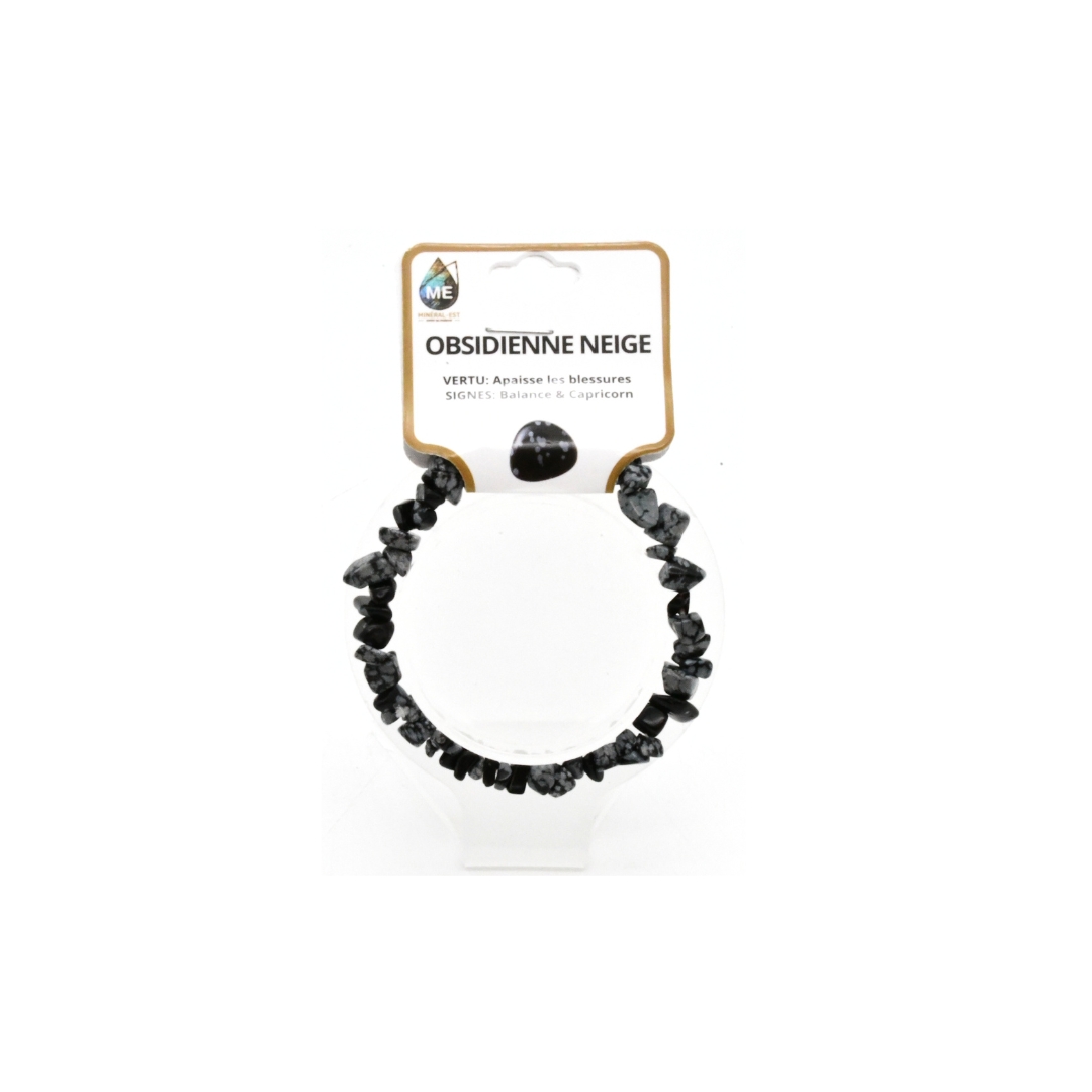 BRACELET BAROQUE OBSIDIENNE NEIGE Qualité EXTRA 