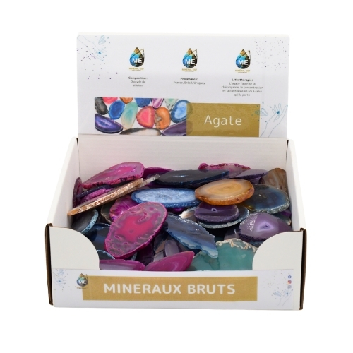 BOITE PRÉSENTOIR D'AGATES NATURELLES & TEINTÉES Qualité EXTRA T: 0