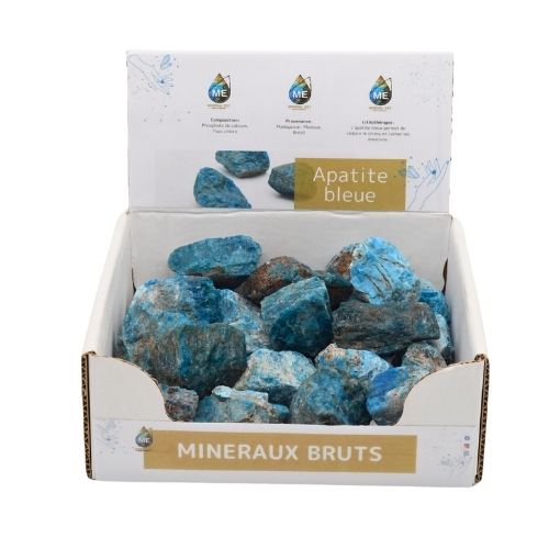 BOITE PRÉSENTOIR APATITE BLEUE 5à7CM (x25pcs) Qualité EXTRA