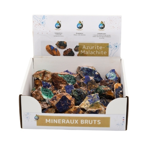 BOITE PRÉSENTOIR AZURITE-MALACHITE 5à7CM (x25pcs) Qualité A
