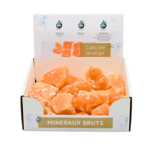 BOITE PRÉSENTOIR CALCITE ORANGE 3à5CM (x35pcs) Qualité EXTRA