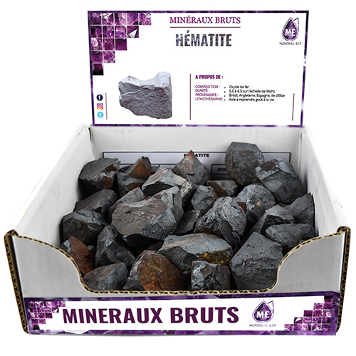 BOITE PRÉSENTOIR HÉMATITE 3à5CM (x35pcs) Qualité A