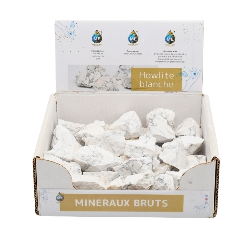 BOITE PRÉSENTOIR HOWLITE BLANCHE 3à5CM (x35pcs) Qualité EXTRA
