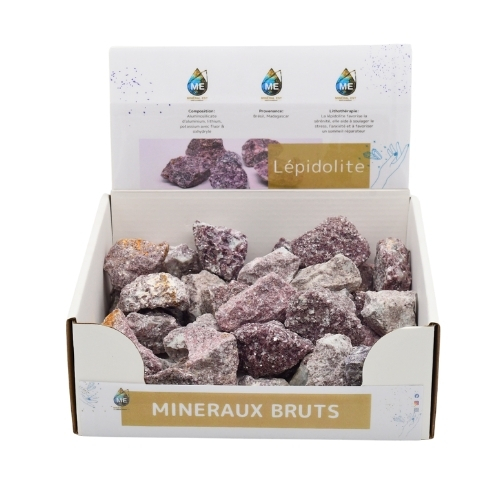 BOITE PRÉSENTOIR LÉPIDOLITE 3à5CM (x35pcs) Qualité EXTRA