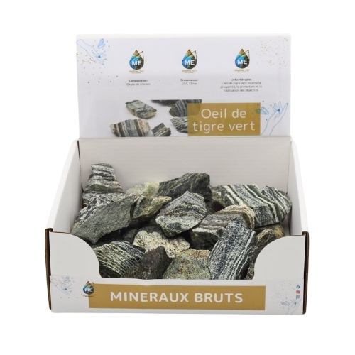 BOITE PRÉSENTOIR ŒIL DE TIGRE VERT 3à5CM (x35pcs) Qualité EXTRA