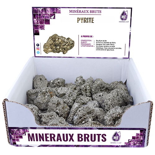 BOITE PRÉSENTOIR PYRITE CHISPA 3à5CM (x35pcs) Qualité A