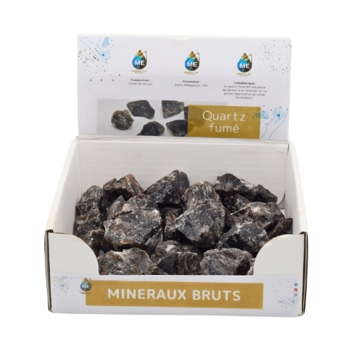 BOITE PRÉSENTOIR QUARTZ FUMÉ 3à5CM (x35pcs) Qualité A