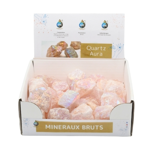 BOITE PRÉSENTOIR QUARTZ AURA QUARTZ ROSE 5à7CM (x25pcs) Qualité EXTRA