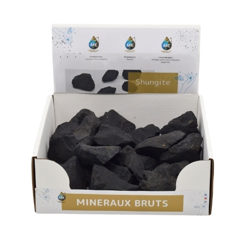 BOITE PRÉSENTOIR SHUNGITE 5à7CM (x25pcs) Qualité A