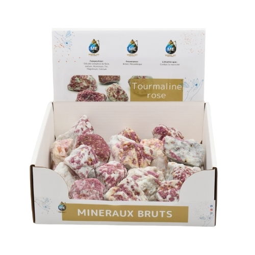 BOITE PRÉSENTOIR TOURMALINE ROSE 3à5CM (x35pcs) Qualité A