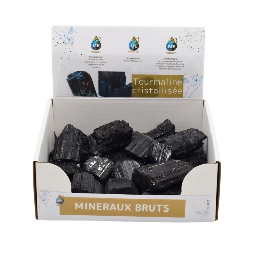 BOITE PRÉSENTOIR TOURMALINE CRISTALLISÉE 3à5CM (x35pcs) Qualité EXTRA