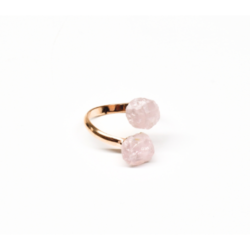 BAGUE RÉGLABLE EN QUARTZ ROSE QUALITÉ EXTRA