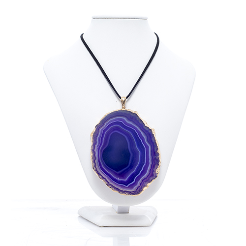 COLLIER AGATE VIOLETTE / POLIE OR 24 CT