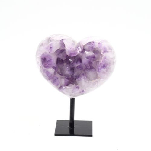 <strong> COEUR AMÉTHYSTE</strong> SUR SOCLE -QUALITÉ A (Petit format)