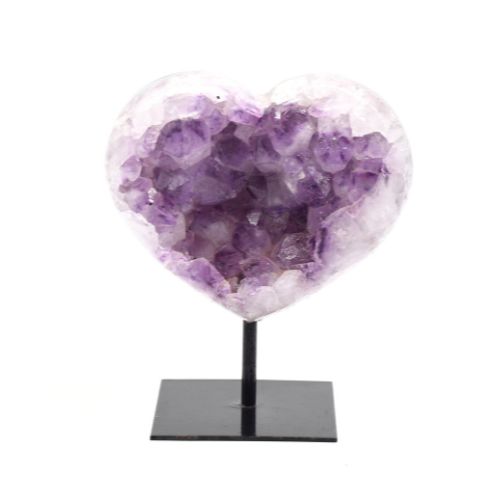 <strong> COEUR AMÉTHYSTE</strong> SUR SOCLE -QUALITÉ A (Grand format)