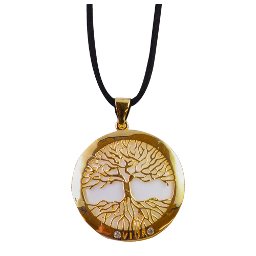 COLLIER ARBRE DE VIE DORÉ NACRE BLANCHE