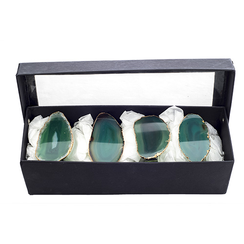 COFFRET ROND DE SERVIETTE EN AGATE VERTE Qualité EXTRA