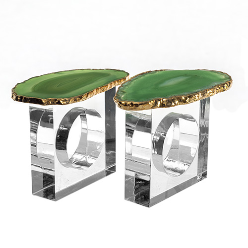 COFFRET ROND DE SERVIETTE EN AGATE VERTE Qualité EXTRA