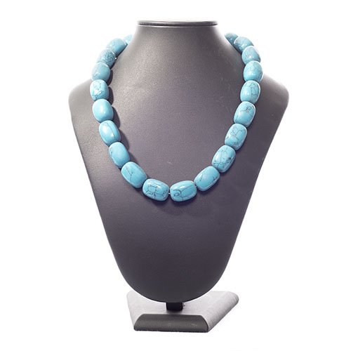 COLLIER PIERRES ROULÉES TURQUOISE RECONSTITUÉE
