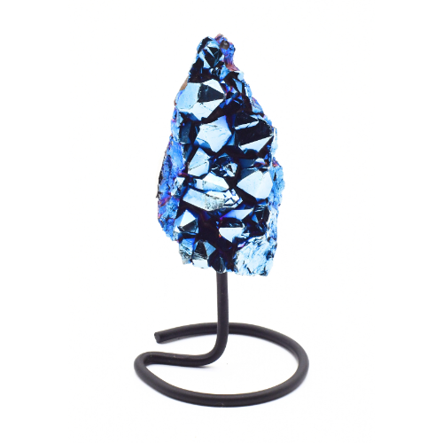 DRUZE D'AMÉTHYSTE QUARTZ AURA BLEUE SUR PRÉSENTOIR Qualité EXTRA
