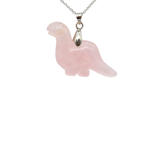 PENDENTIF DINOSAURE EN QUARTZ ROSE - QUALITÉ EXTRA