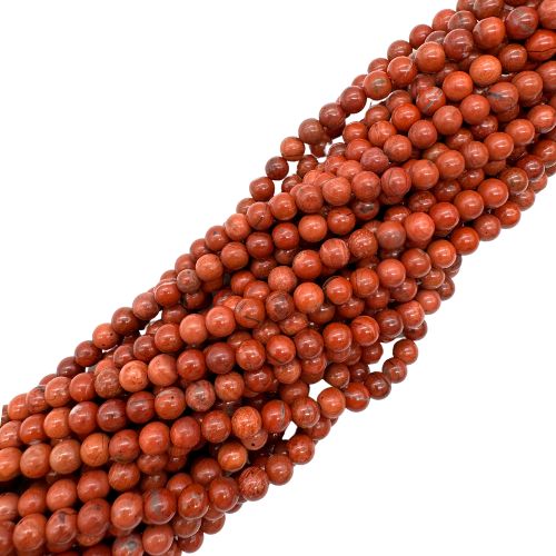 FIL DE PERLES 6MM JASPE ROUGE Qualité A