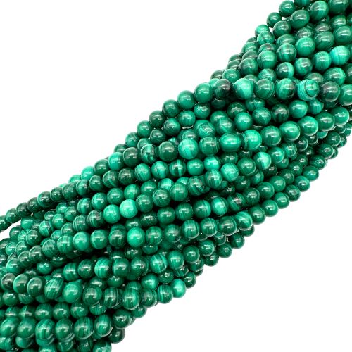 FIL DE PERLES 6MM MALACHITE Qualité EXTRA