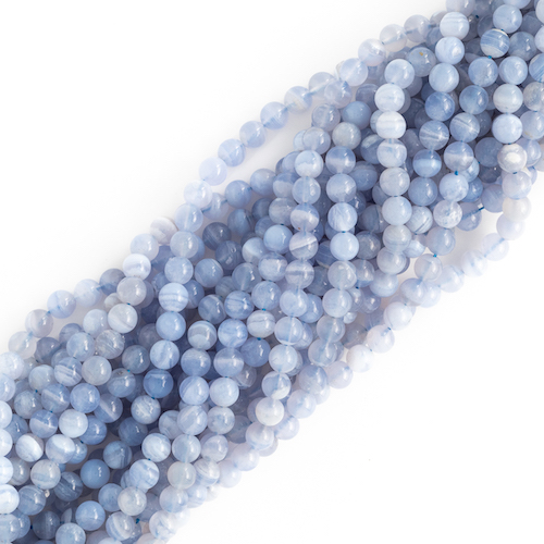 FIL DE PERLES 8MM CALCÉDOINE BLEUE Qualité EXTRA