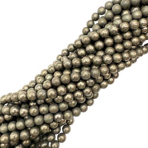 FIL DE PERLES 8MM PYRITE Qualité EXTRA