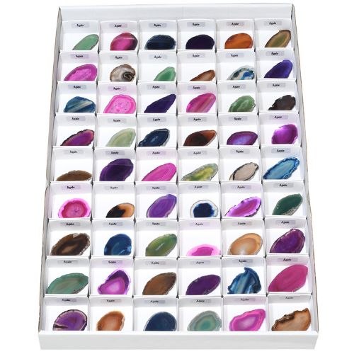 BOITE ÉCOLIÈRE <strong>AGATES</strong> MÉLANGÉES QUALITÉ EXTRA (54pcs