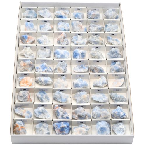 BOITE ÉCOLIÈRE CALCITE BLEUE BRUTE QUALITÉ EXTRA (54pcs)