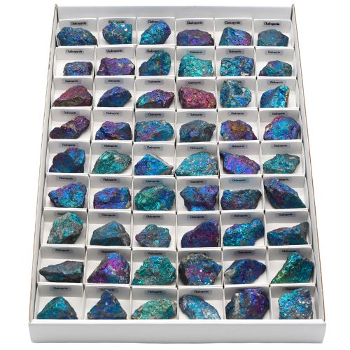 BOITE ÉCOLIÈRE CHALCOPYRITE BRUTE - QUALITÉ SUPER EXTRA (54pcs)