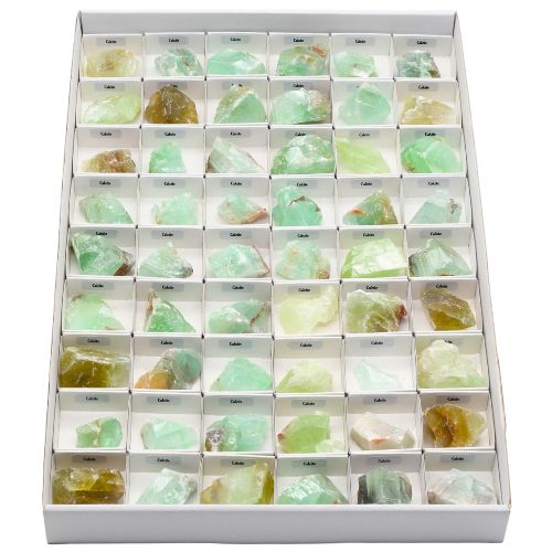 BOITE ÉCOLIÈRE CALCITE VERTE BRUTE - QUALITÉ EXTRA (54pcs)