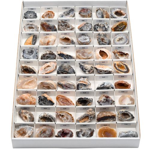 BOITE ÉCOLIÈRE <strong>GÉODE D'AGATE</strong> - QUALITÉ B (54pcs)